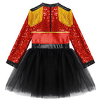 Inlzdz Women's Sequin Tassel Ringmaster Leotard Dress