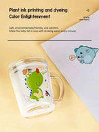 350ml Cute Unicorn Children Milk Cup With Scale Transparent Breakfast Cup With Straw Lid Cartoon Glass Cup For Kids Drinkware