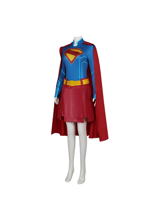 Super Girl cosplay costume, Tomorrow's Girl cosplay costume, Halloween stage performance, complete set of costumes with cloak