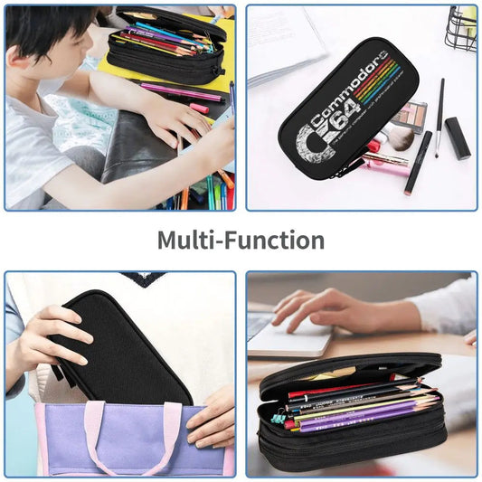 Custom Kawaii Retro Commodore 64 Pencil Case for Girls Boys C64 Amiga Computer Large Capacity Pen Box Bag Stationery SS69