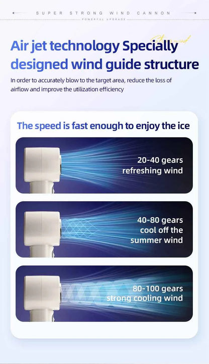 Outdoor Portable Mini Fan Handheld Fan with LED Display Semiconductor Refrigeration 100 Wind Speeds USB Rechargeable Battery Fan