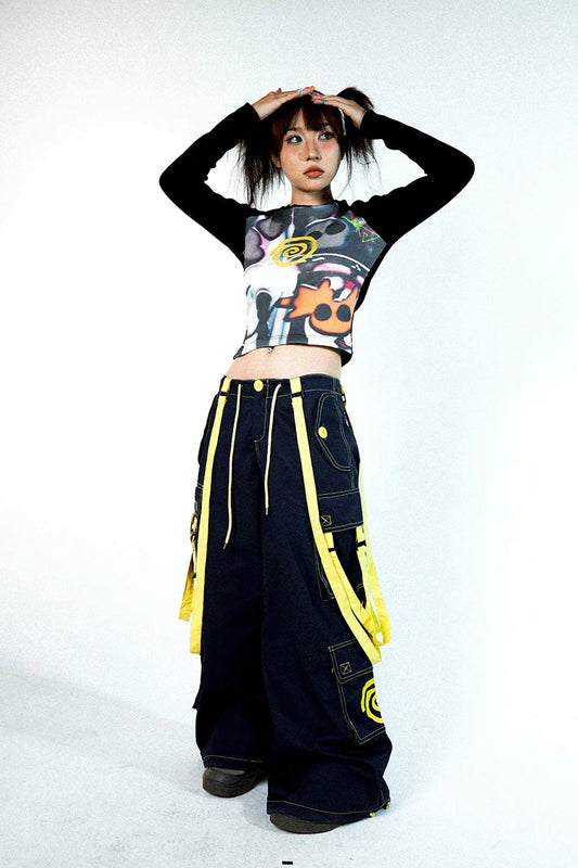 Women Vortex Skull Print Long Sleeve Raglan Stitch Backing T-Shirt Tops Fairy Grunge Graphic Vintage Y2k Slim Long Sleeve Top SS69