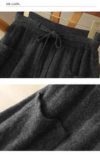 Autumn And Winter100% Pure Wool Skirt Women's Long Pocket Small A Skirt High Waist Slim Cashmere Knit A-Line Skirt