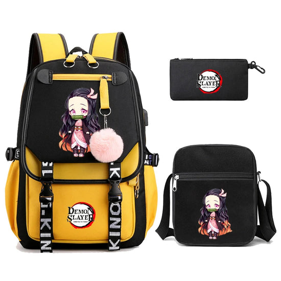 3Pcs Kamado Nezuko Demon Slayer Backpacks Set for Girls Anime School Bag Teenager Student Canvas Laptop Back Pack Women Rucksack SS69 51.69 5000741