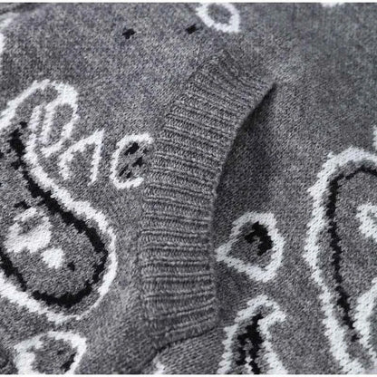 Warm Printed High Collar Knit Cardigans Women Contrast Jacquard Zipper Full Sleeve Pocket Sweater 2026 Spring Lady Chic Knitwear