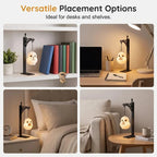 Novelty Hanging Animal Bookend Lamp Magic Owl Bird Metal Book End Stand With Glowing Hanging Ornament Light For Bookshelf Gift