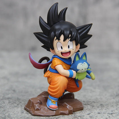 Dragon Ball Childhood Little Goku Hugs Puer Ya Mu Tea Little Follower Figures Doll Pvc Model Statue Collection Toys Ornamen Gift SS69 8.69 with box 10cm