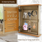 Wooden Wall Key Holder Cabinet with 6 Hooks