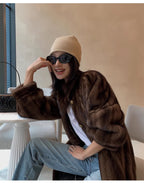 Lautaro Women's Long Faux Mink Fur Coat - Thick Warm Winter Overcoat
