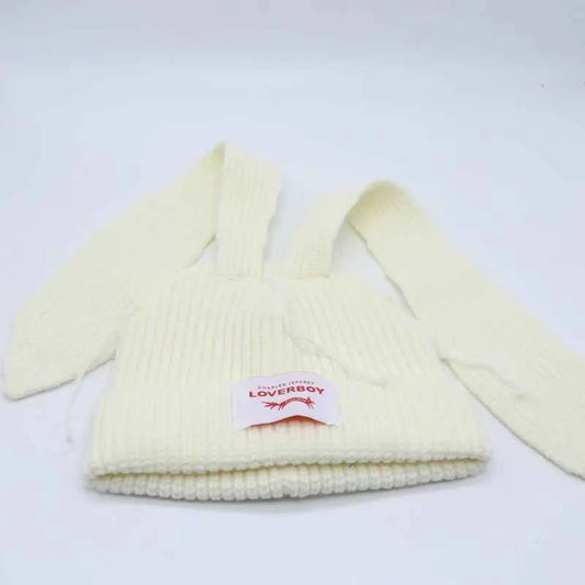 Long fox Ears Knitted Hat Men Women Rabbit Ear Warm Crochet Beanies Kpop Hip Hop Hat Winter Skullies Cap Y2k Christmas Gifty