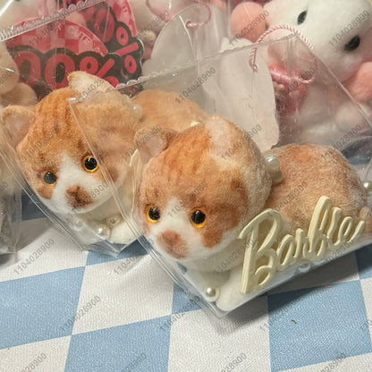 Handmade Kitty Cat Taba Squishy Silicone Fuzzy Kitten Soft Cat Mushy Squeeze Toy Mochi Toy Hand Relax Stress Release Gift Toy SS69 33.69 light yellow