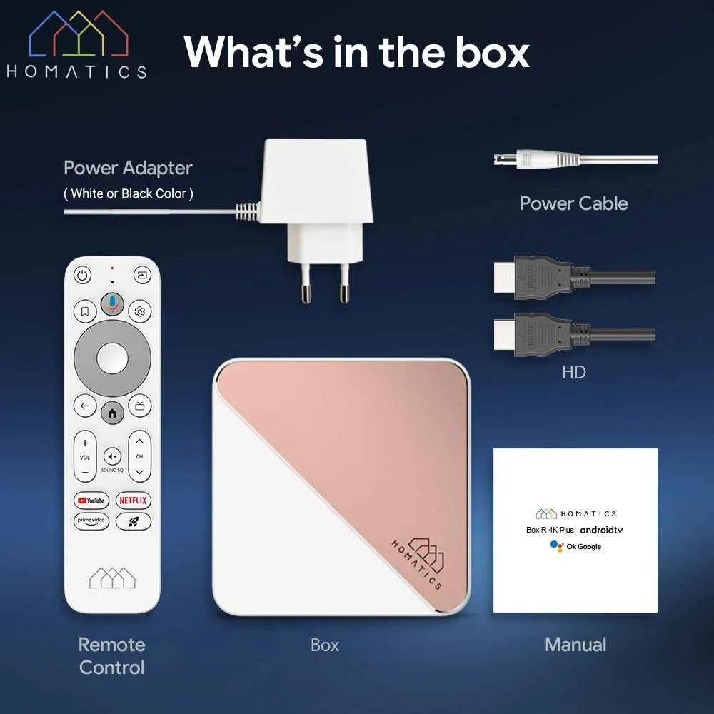 HOMATICS Box R 4K Plus TV Box AndroidTV 14 Netflix Google Certified Amlogic S905X4 4G32G Support DTS Dolby Audio AV1 Wifi6 BT5.0