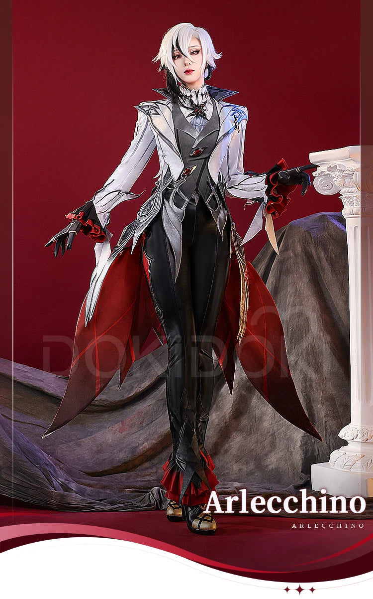 Genshin Impact Arlecchino Cosplay Costume Set with Wig