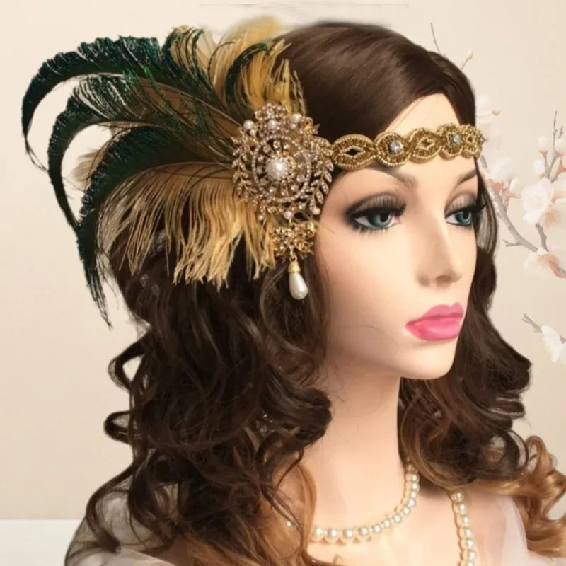1920s Headpiece Great Gatsby Accessories Flapper Headband Wedding Headpieces for Bride Roaring 20's Art Deco Hair Clip SS69