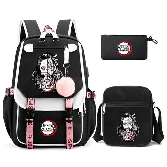 3Pcs Kamado Nezuko Demon Slayer Backpacks Set for Girls Anime School Bag Teenager Student Canvas Laptop Back Pack Women Rucksack SS69 52.69 4960739