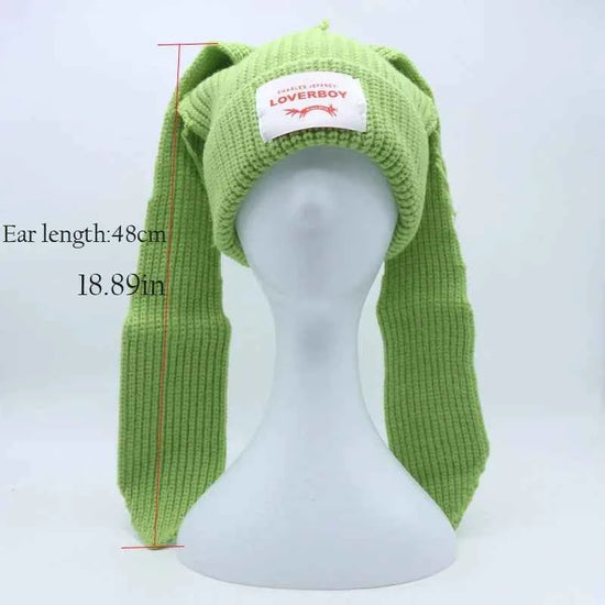 Long fox Ears Knitted Hat Men Women Rabbit Ear Warm Crochet Beanies Kpop Hip Hop Hat Winter Skullies Cap Y2k Christmas Gifty