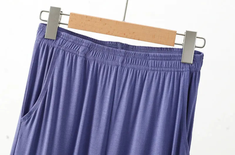 XL to 8XL Modal Pocket Loose Pants Spring summer Casual Wide Leg Pants solid color High Elastic Large size Trousers Homewear