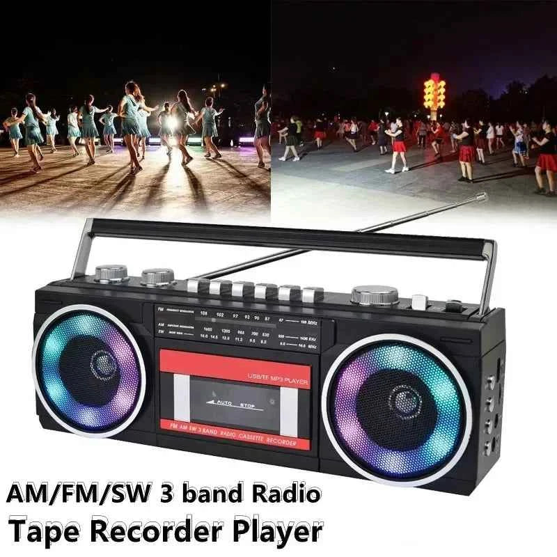 Desktop Retro Cassette Recorder Player With Am Fm Sw Portable Player Wireless Bluetooth Speaker Radio Auto Stop Tape FM Radio
