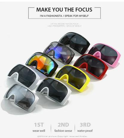 Oversized Punk Shield Sunglasses Women Men Big Frame 2024 Luxury Brand Steampunk Mask Sun Glasses For Ladies Sports Goggle UV400 SS69