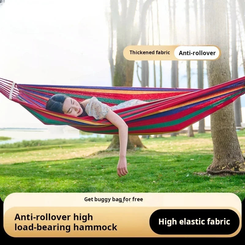 Outdoor Multi-Functional Hammock - Colorful Anti-Flip Design, Garden Leisure Hammock, Equipped with Tree-Friendly Straps and a P SS69