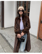 Lautaro Women's Long Faux Mink Fur Coat - Thick Warm Winter Overcoat