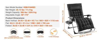 SucceBuy Zero Gravity Chair Zero Gravity Recliner Lounge Chair Adjustable Anti Gravity Chair with Cushion Footrest and Cupholder