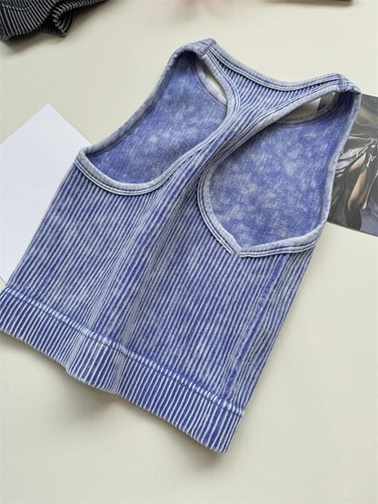 Seamless Yoga Top Fitness Sports  Gym Running Vest  Workout Women Athleisure Sleeveless Crop Top - SS69