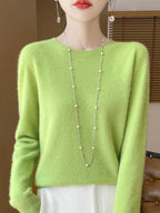 Addonee Women's 100% Merino Wool O-Neck Pullover Sweater