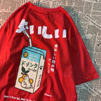 Cute Japanese Cat Print Oversized T-shirt Women Men Short Sleeve Loose Casual Tee Shirt Streetwear Tops Cotton Harajuku Clothing SS69