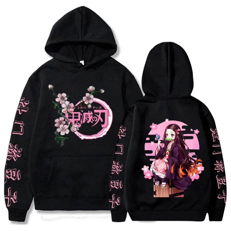 Harajuku Demon Slayer Plus Size Hoodie Kamado Nezuko Graphic Print Women Sweatshirts Long Sleeve Fashion Female Streetwear SS69 21.69 Black6 / 4XL