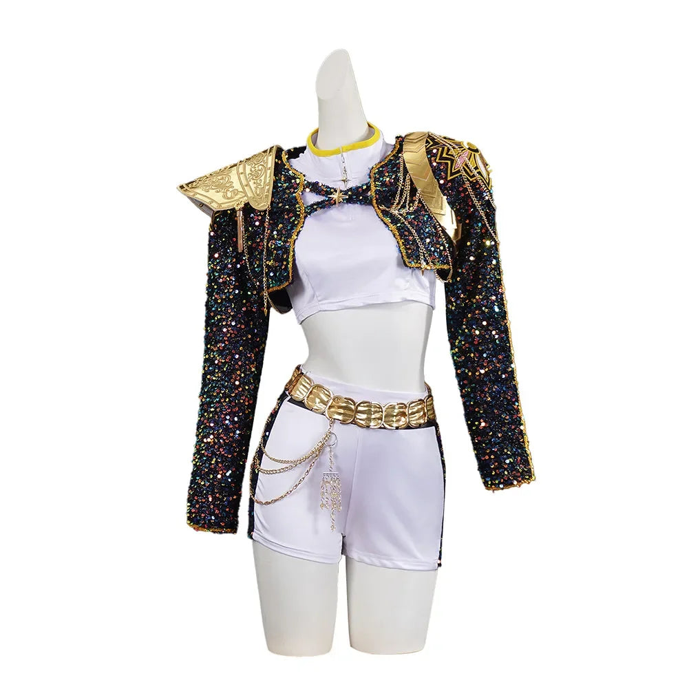 Black Golden Costume Set Cute Dress Up Outfit Halloween Party Cosplay Roleplay Uniform Performance Birthday Fancy Dress