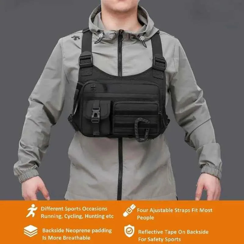 Outdoor Chest Bag For Men and Women, Tactical Vest For Running, Cycling, EDC Chest Pack Rig For Sports and Workouts
