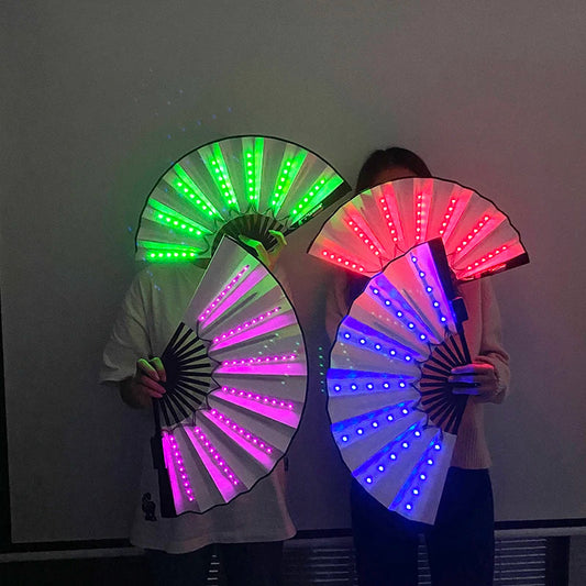 Beautiful Costumes Accessory Props Hand Fans 7 Colors For Choice Men Women Cool Decorative Glow Fan Light Up Disco Dance Night SS69