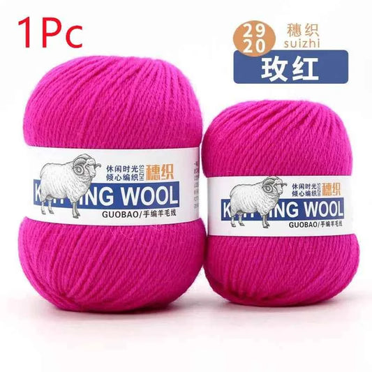 50g/Ball 100% Wool Yarn Pure Merino Thick Thread For Hand Knitting Scarf Sweater DIY Doll Woven Material
