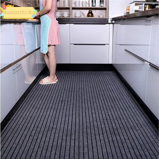 DIY Washable Non-slip Kitchen Mat Doormat Long Corridor Carpet  Bathroom Hallway Entrance Solid Color Stripe Kitchen Rug SS69