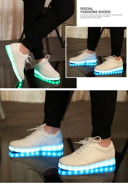Comemore 2022 Adult Unisex Womens Mens Kid Luminous Sneakers Glowing USB Charge Boys LED Colorful Light-up Shoes Girls Footwear SS69