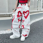 summer junior Girls Love Graffiti Casual Pants teenager girl Casual Hip Hop cargo pants kids Dance pants children clothes - SS69