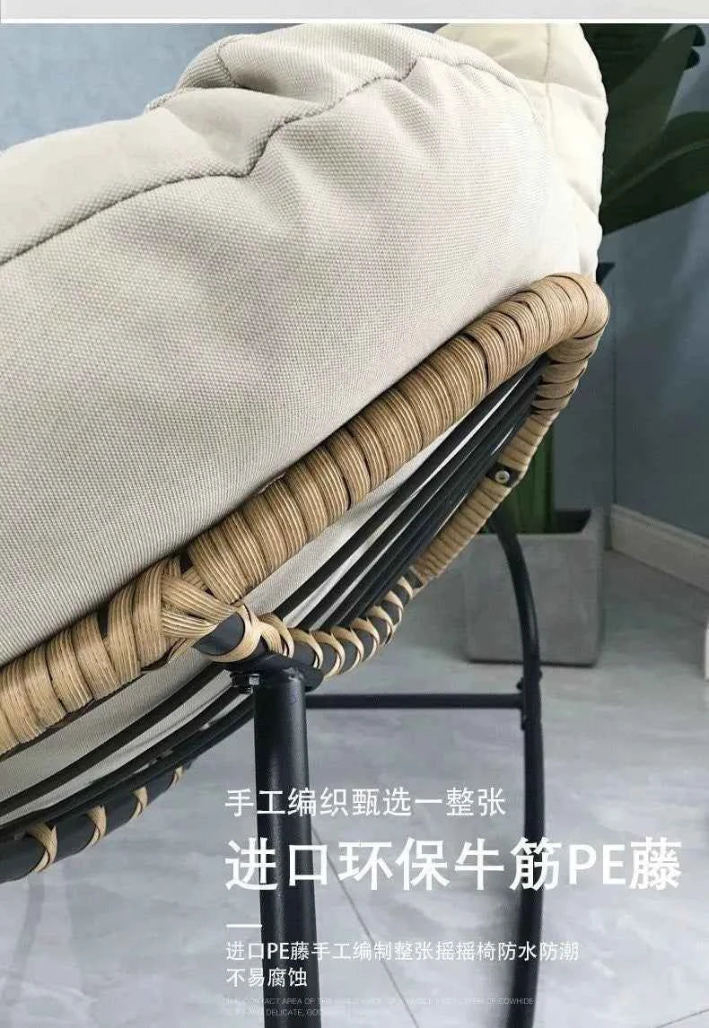 Realife Woven Rattan Rocking Chair Comfortable Soft Bag For Sitting Or Lying Lazy Rocking Chair Balcony Home Use Wrought Iron