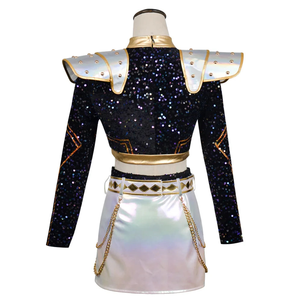 HHYRCOS Unisex Black Shiny Polyester Suit Halloween Anime Cosplay Costume