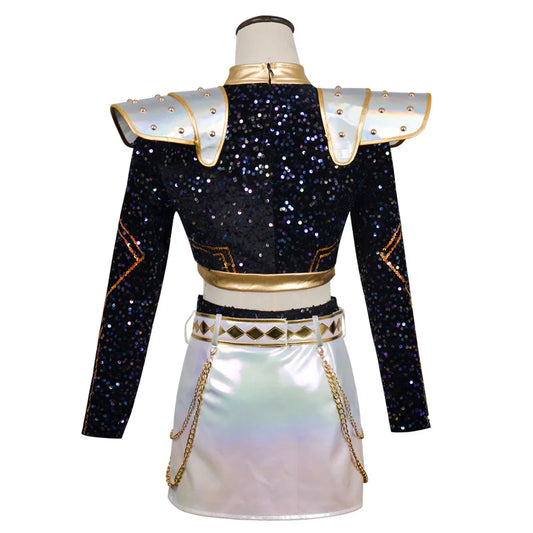 HHYRCOS Unisex Black Shiny Polyester Suit Halloween Anime Cosplay Costume