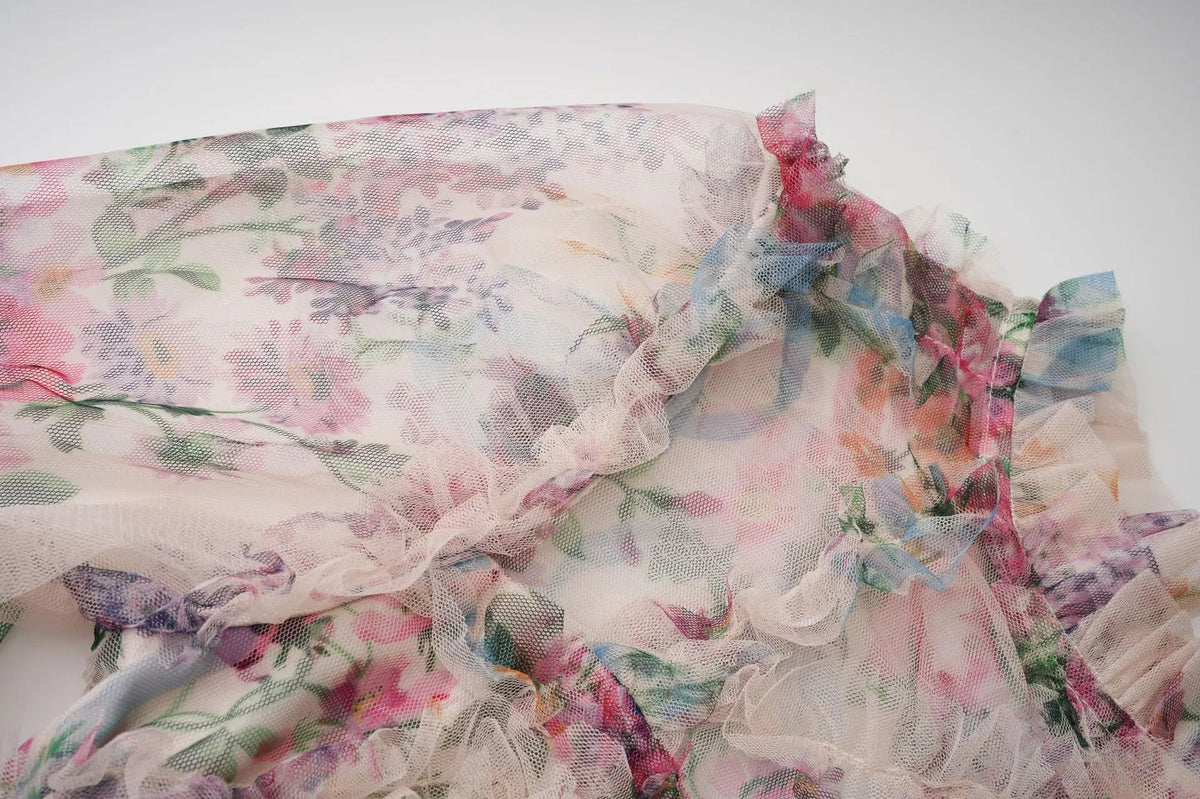 JAMERARY Fashion Floral Print Long Sleeve Maxi Dress For Women Summer Autumn Clothes Layers Ruffles Cake Dresses Evening SS69