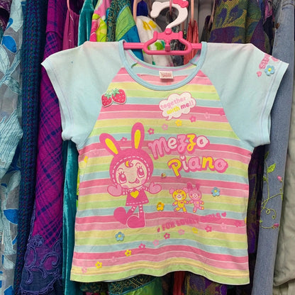 Shirts for Women Kawaii Japanese T Shirts 2025 Ropa Mujer Vintage Striped Short Sleeve Tees Y2k Tops Casual Fashion Crop T-shirt SS69 18.69 photo color / S