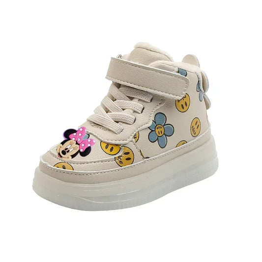 casual shoes Disney spring fall LED Toddler shoes children cartoon casual shoe Minnie soft-soled girls light up sneakers baby