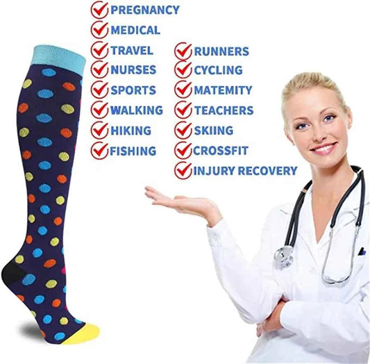 Compression Socks Varicose Veins Blood Circulation Pregnancy 20-30mmhg Nurse Socks Men Women Marathon Golf Cycling Sports Socks