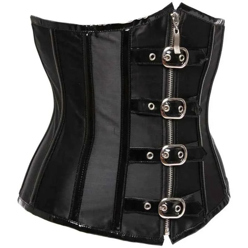 SS69 Red Steampunk Underbust Corset with Zipper and Belt Buckle