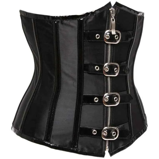 SS69 Red Steampunk Underbust Corset with Zipper and Belt Buckle