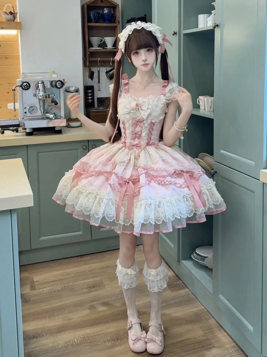 French Lolita Strap Dress Lace Patchwork Cosplay Outfit Y2K Vintage Elegant Girls Sweet Party Kawaii Dress Women Clothing 2026