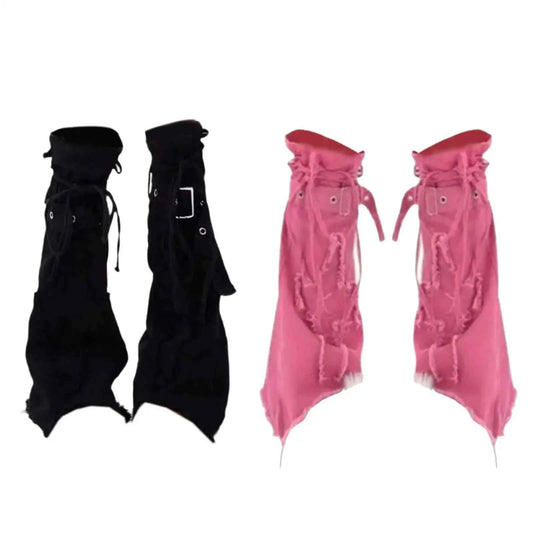 SS69 Y2K Grunge Thigh High Leg Warmers - Long Baggy Polyester Boot Cuffs