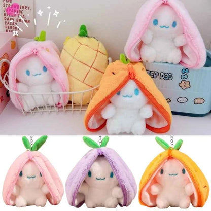 Funny Strawberry Carrot Rabbit Plush Toys Stuffed Into Fruit Transform Soft Animals Bunny Doll For Boys Girls Birthday Gift