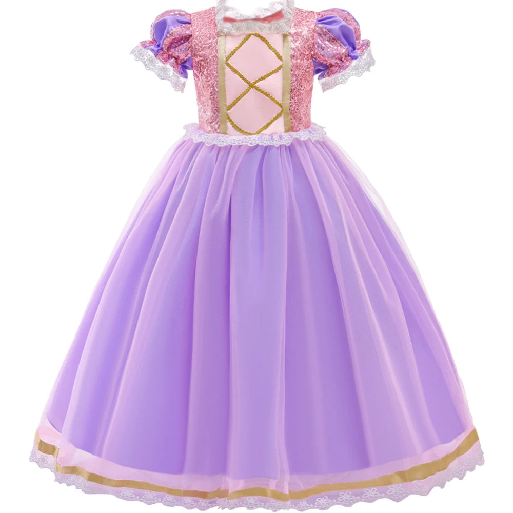 FSMKTZ Girls Rapunzel Princess Puff Sleeve Ball Gown